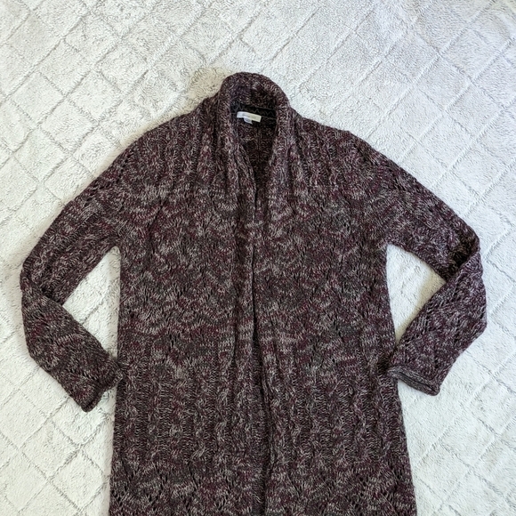 Garnet Hill Wool Blend Knit Duster Cardigan Women’s Small Purple Long Sleeve - Picture 2 of 5